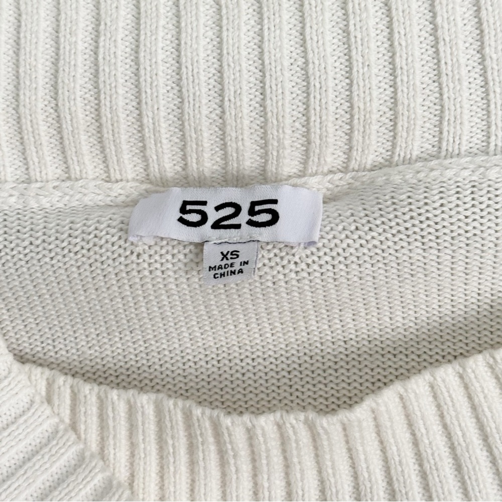 525 AMERICA Women’s White Off Shoulder Pullover Cotton Sweater With Strap Sz XS - Picture 4 of 6